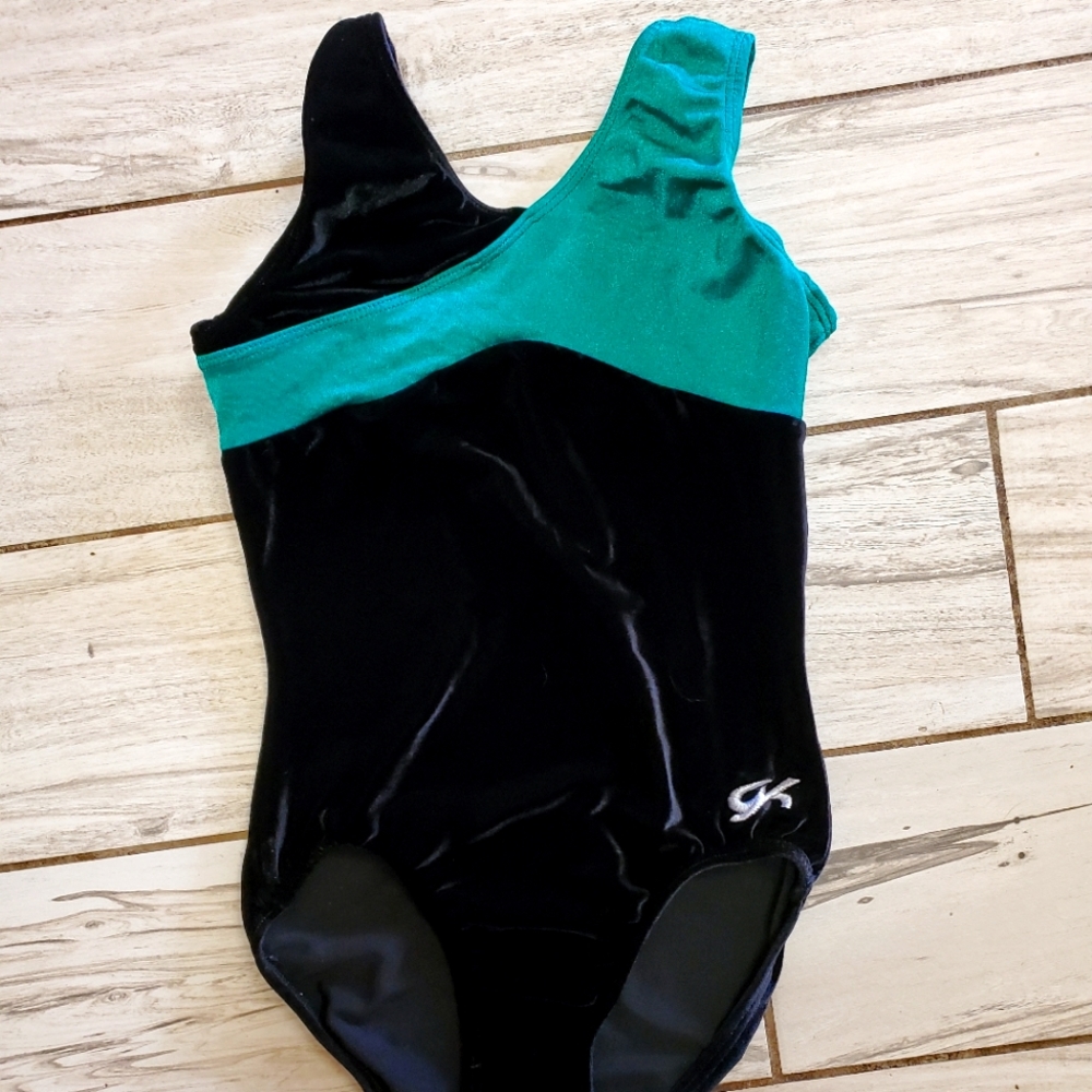 HOLIDAY GK ELITE Gymnastics Dance Leotard Adult Small Christmas Green Velour AS